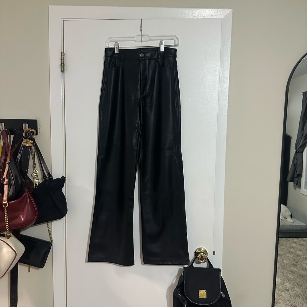 Garage Black Leather Look Pants